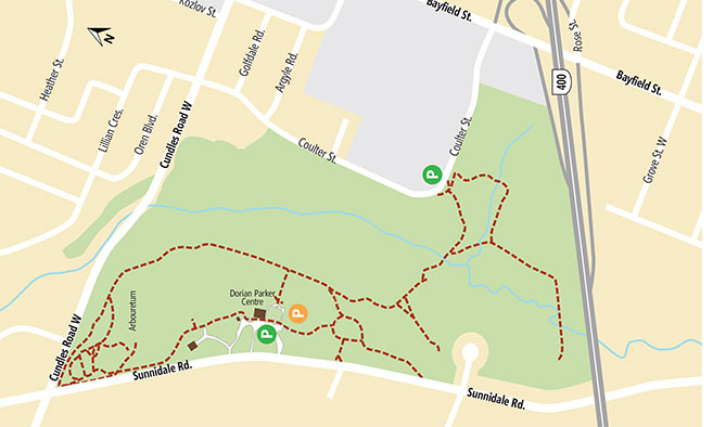 sunnidale-map Illustrated map of Sunnidale Park trails in Barrie